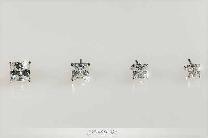 Halsey Princess Cut Gold Stud Earrings – 5mm  | 1.25ct | Sterling Silver