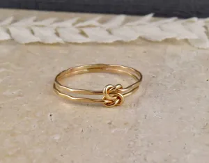 Hammered Gold Double Knot Ring