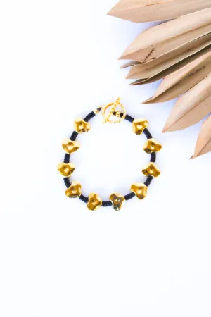 Hammered Heart Gold Alloy SS Bracelet #8