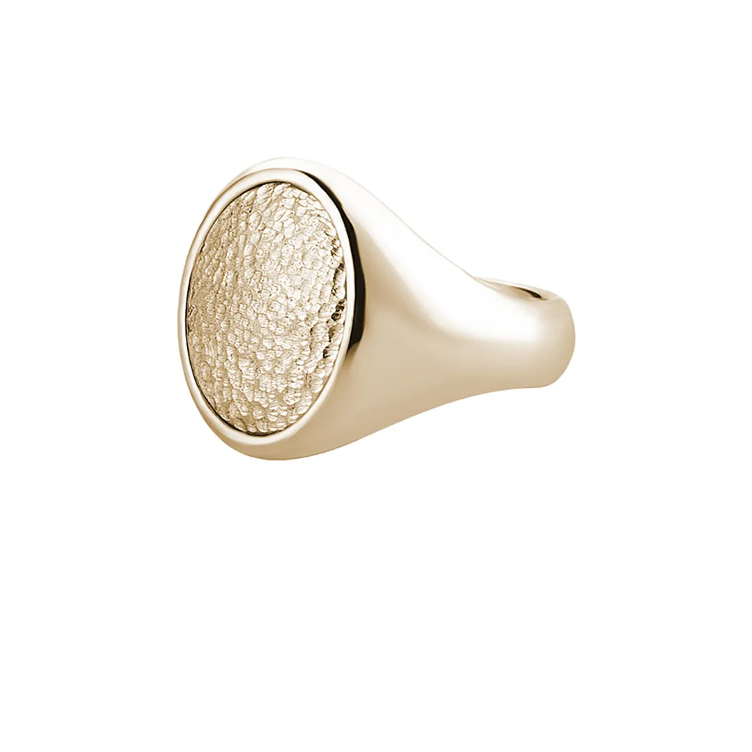 Hammered Oval Signet Ring in Gold