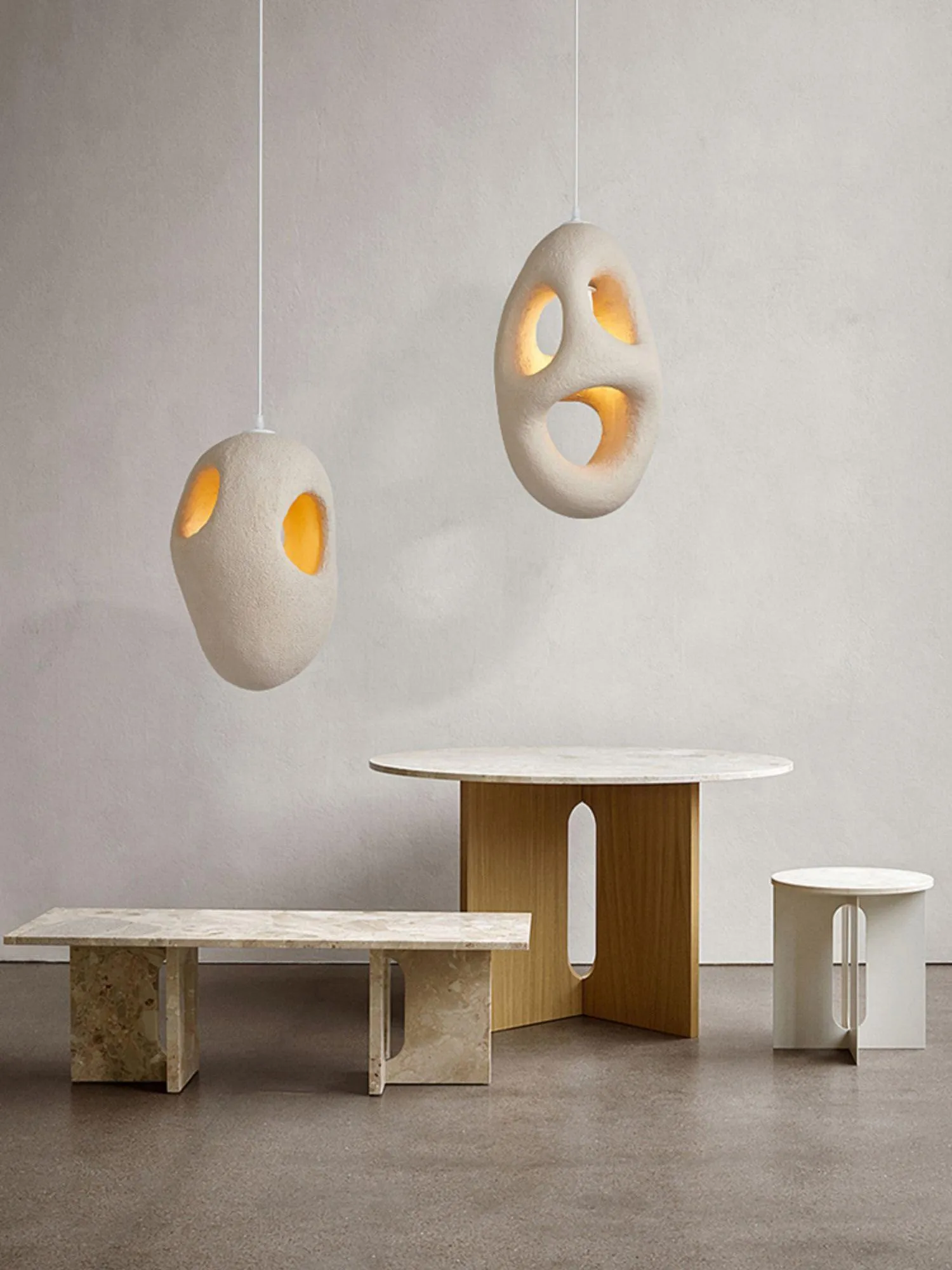 Hand-Built White Pendant Lamp