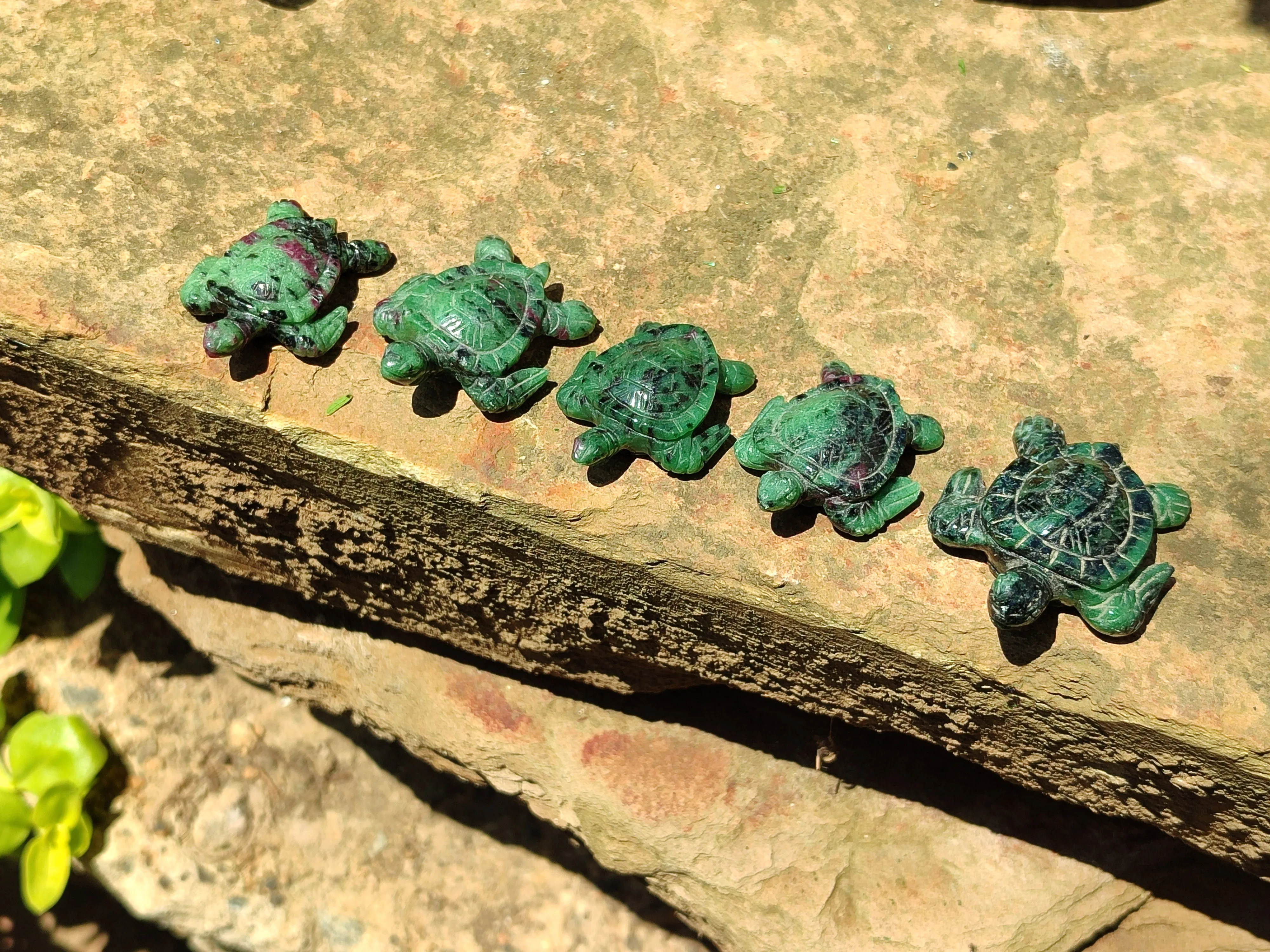 Hand Made Ruby Zoisite Animal Carvings x 12 From Tanzania