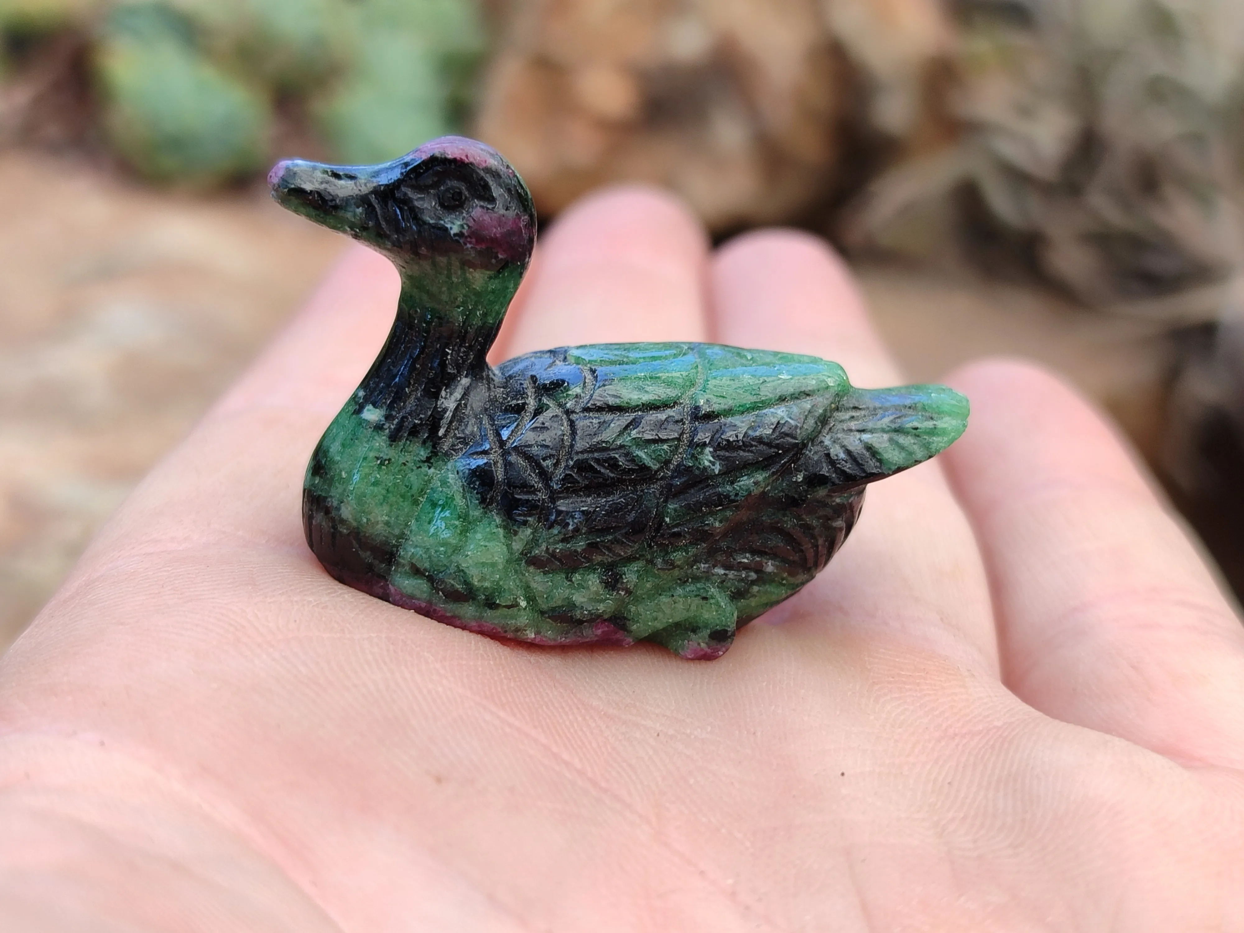 Hand Made Ruby Zoisite Animal Carvings x 12 From Tanzania