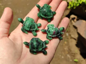 Hand Made Ruby Zoisite Animal Carvings x 12 From Tanzania