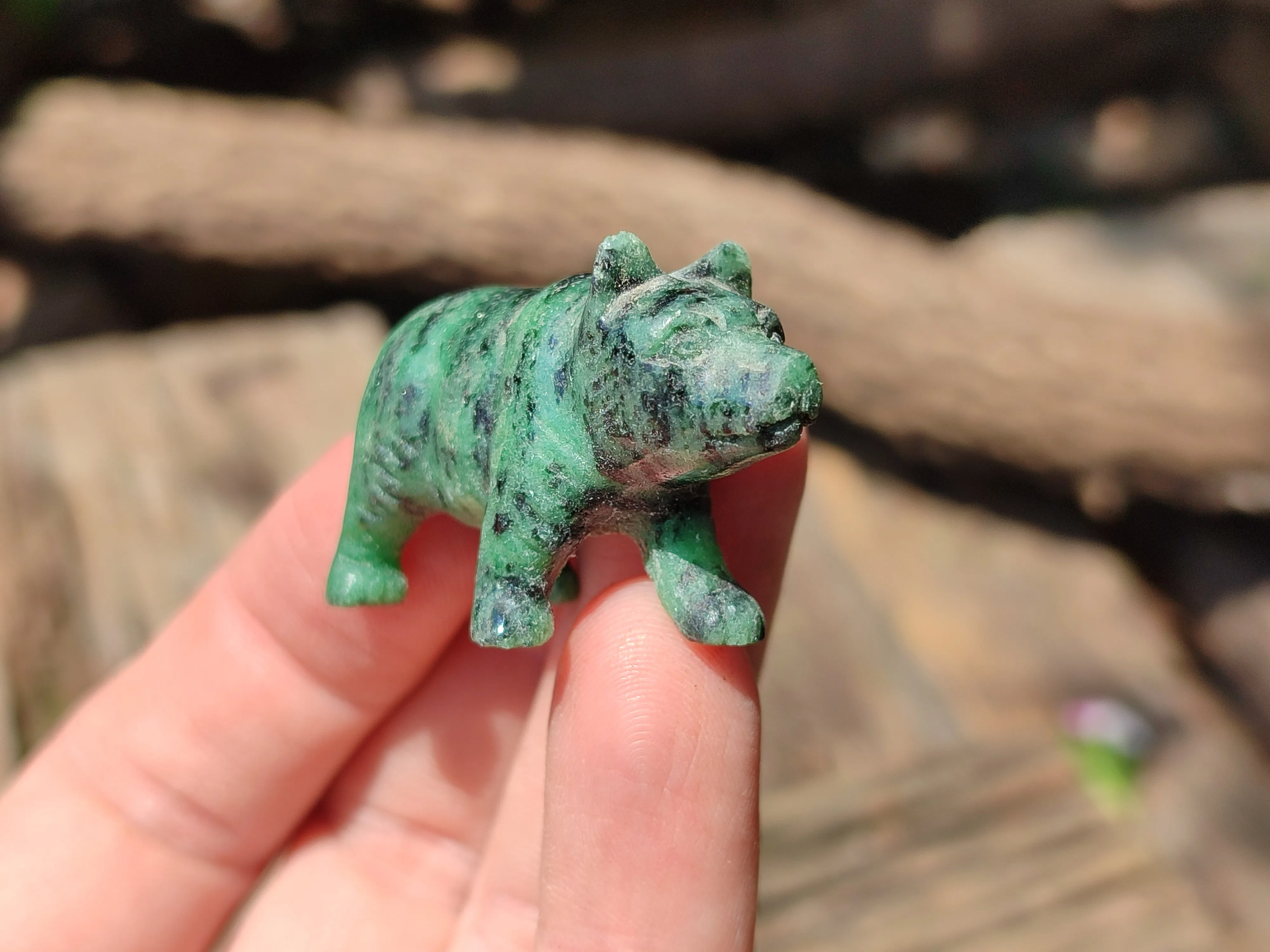 Hand Made Ruby Zoisite Animal Carvings x 12 From Tanzania