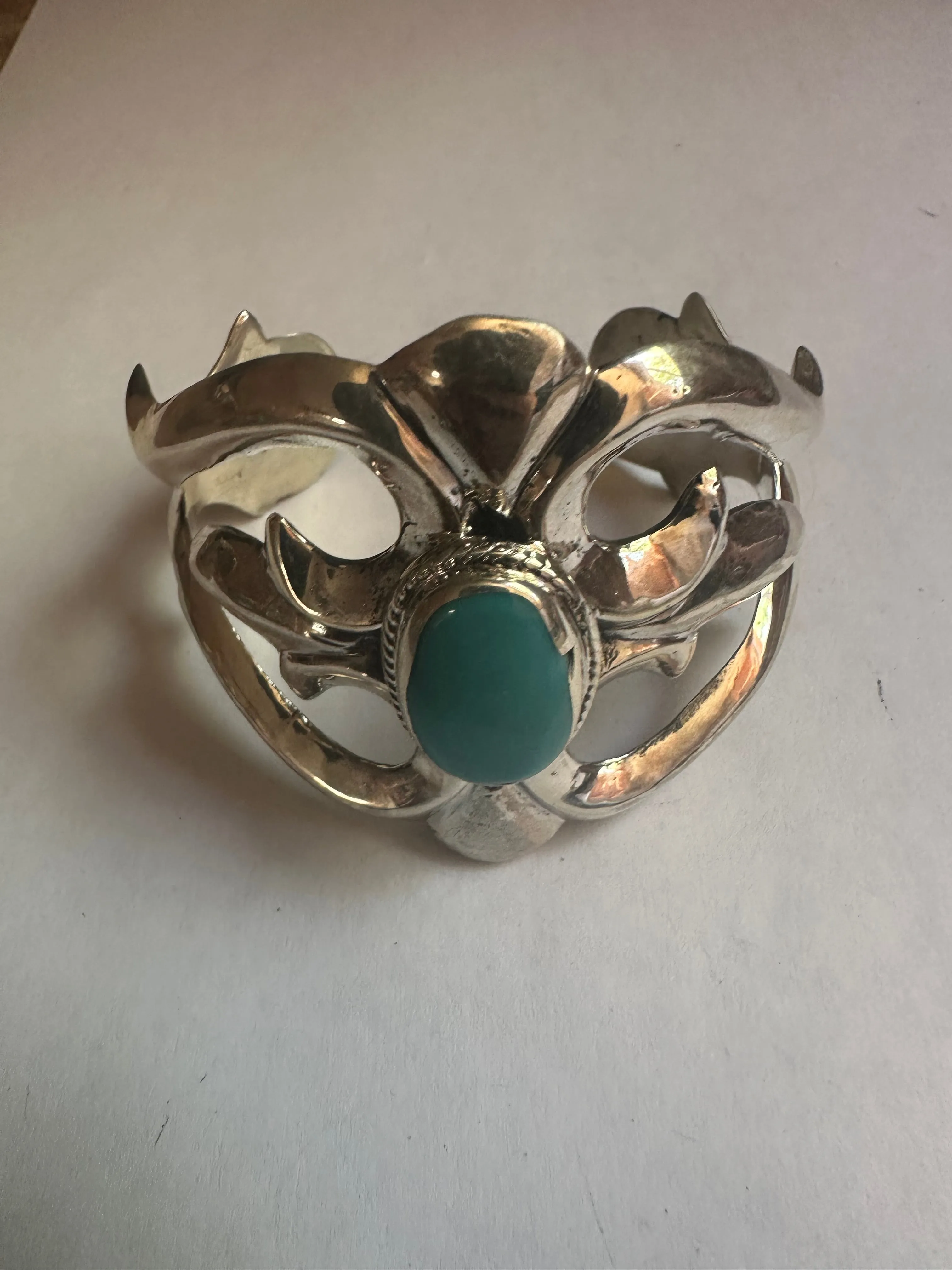 Handmade Turquoise & Sterling Silver Statement Cuff Bracelet