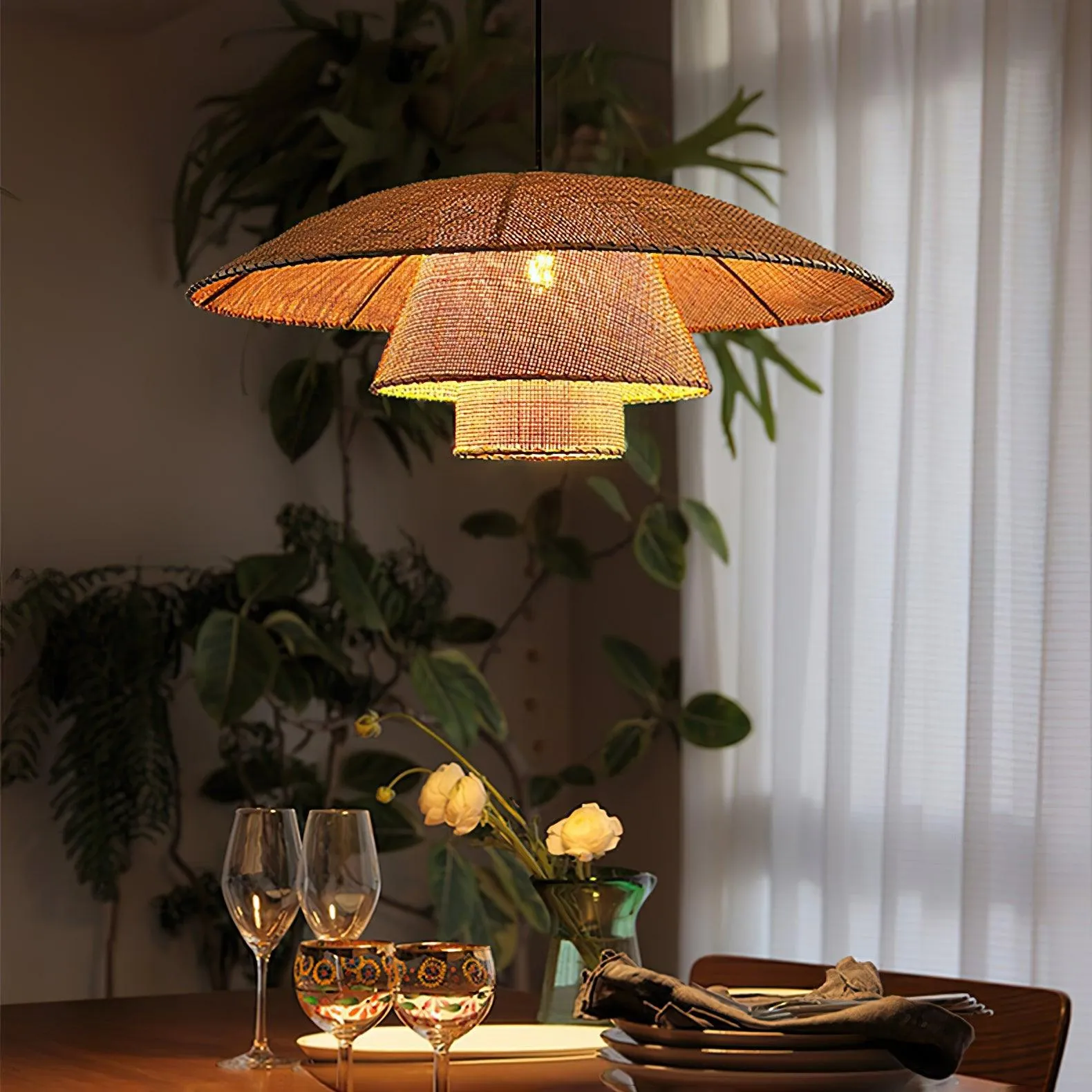 Hat Weave Rattan Pendant Lamp