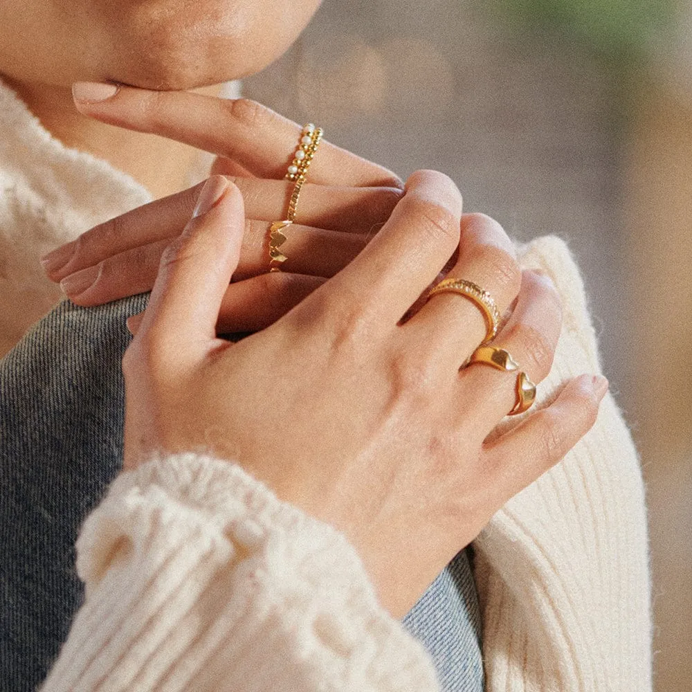 Heart Signet Ring 18ct Gold Plate