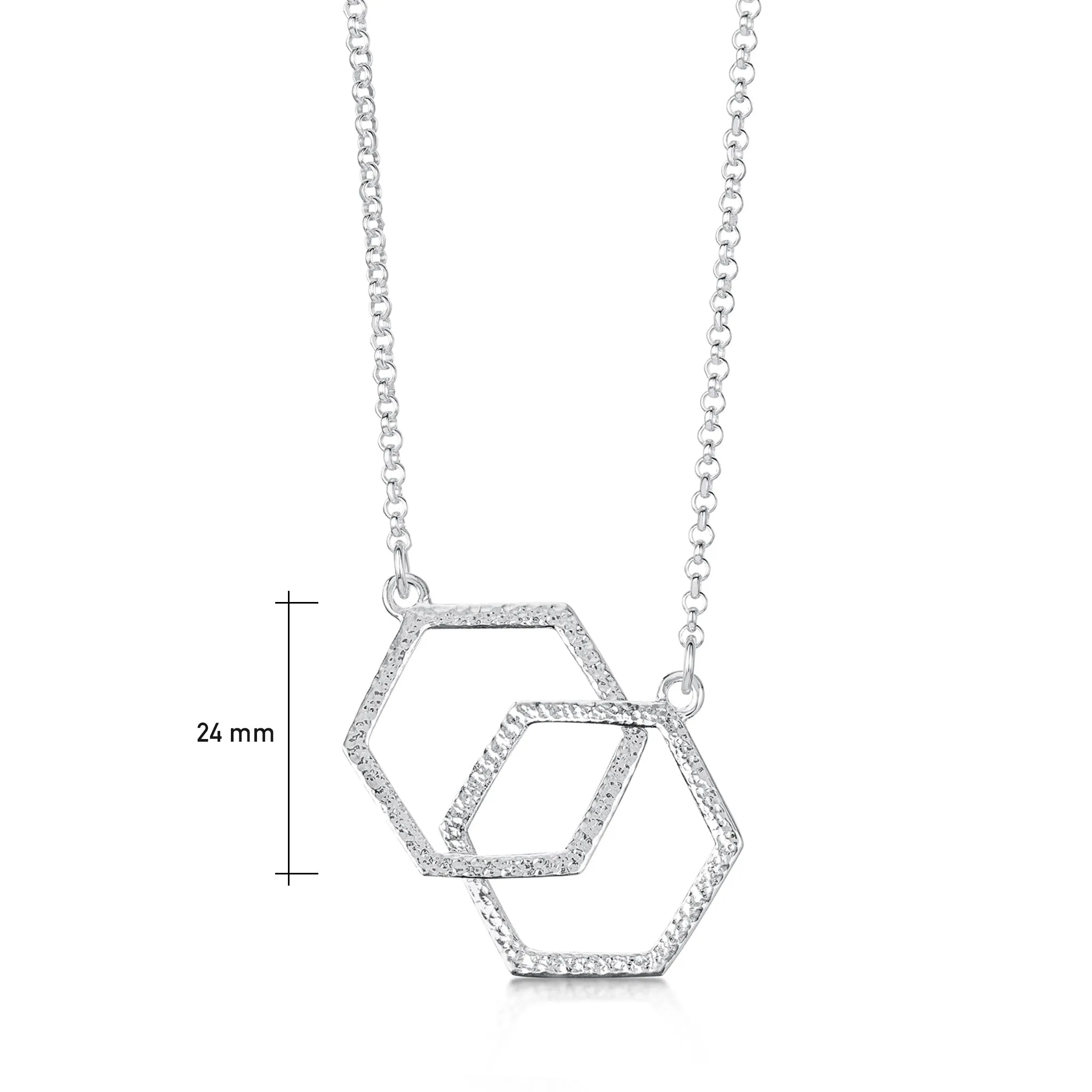 Honeycomb Medium Double Link Necklace in Sterling Silver