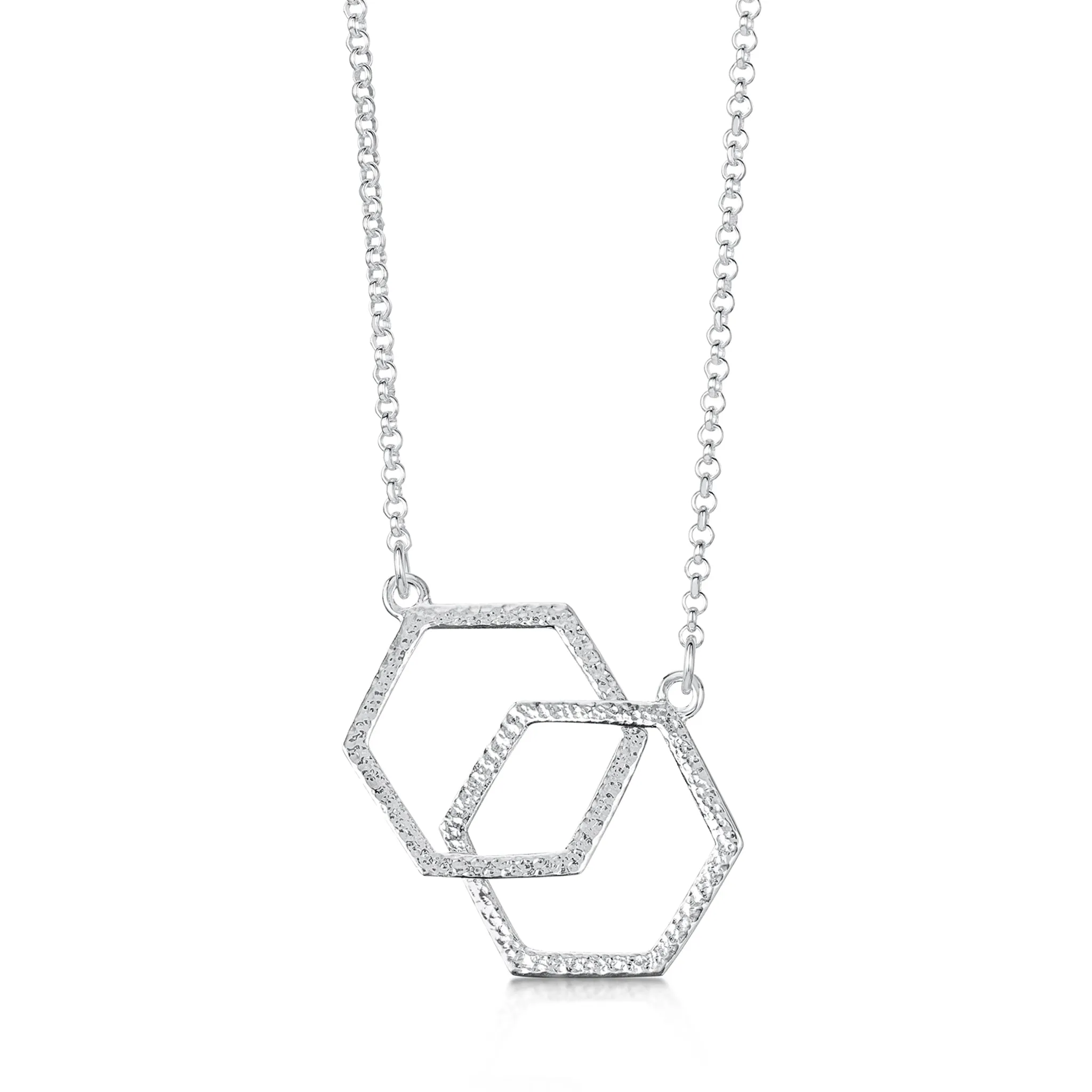 Honeycomb Medium Double Link Necklace in Sterling Silver