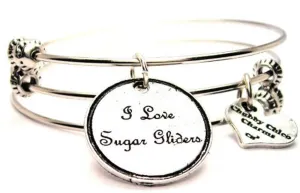 I Love Sugar Gliders Triple Style Expandable Bangle Bracelet