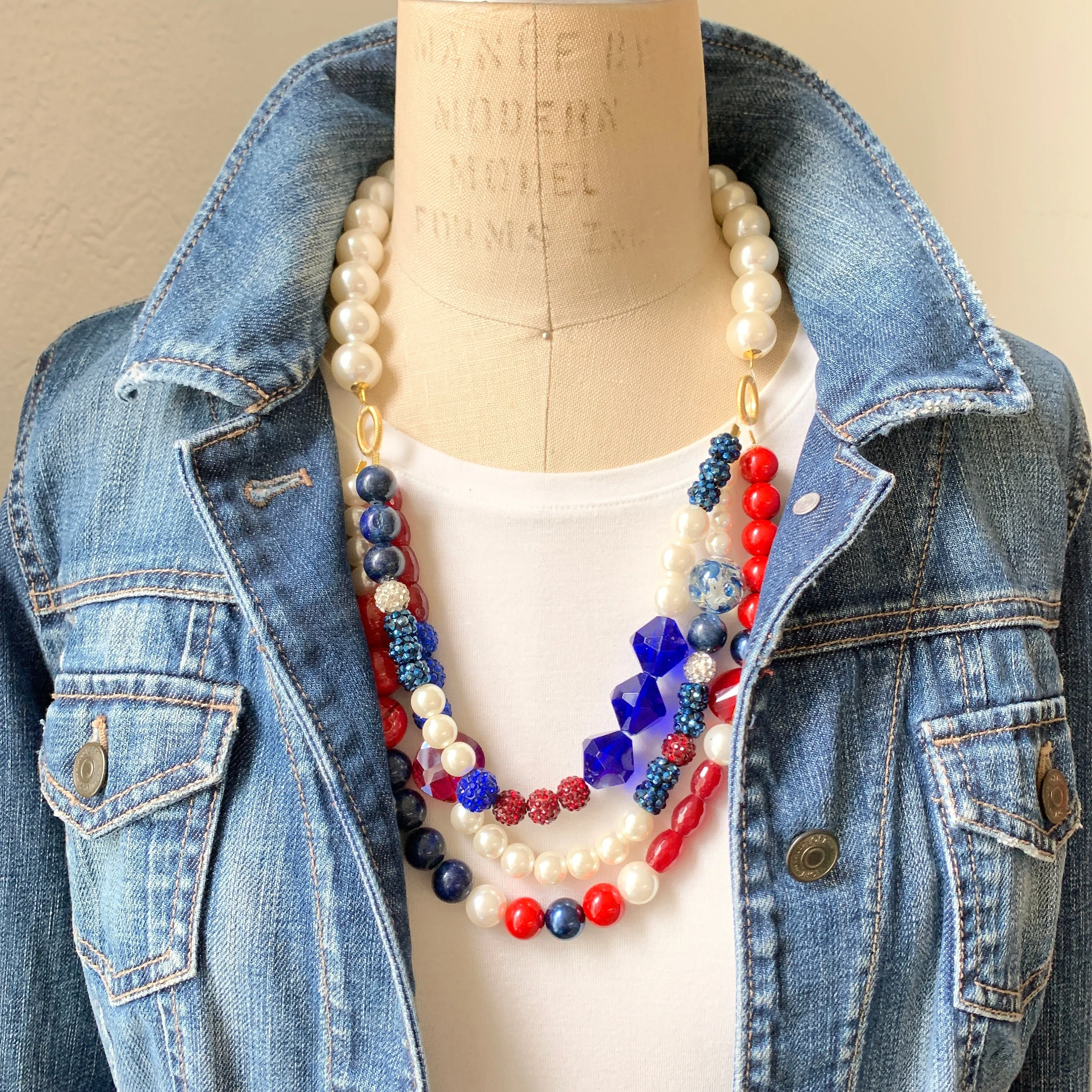 Independence Day Multi-strand Necklace