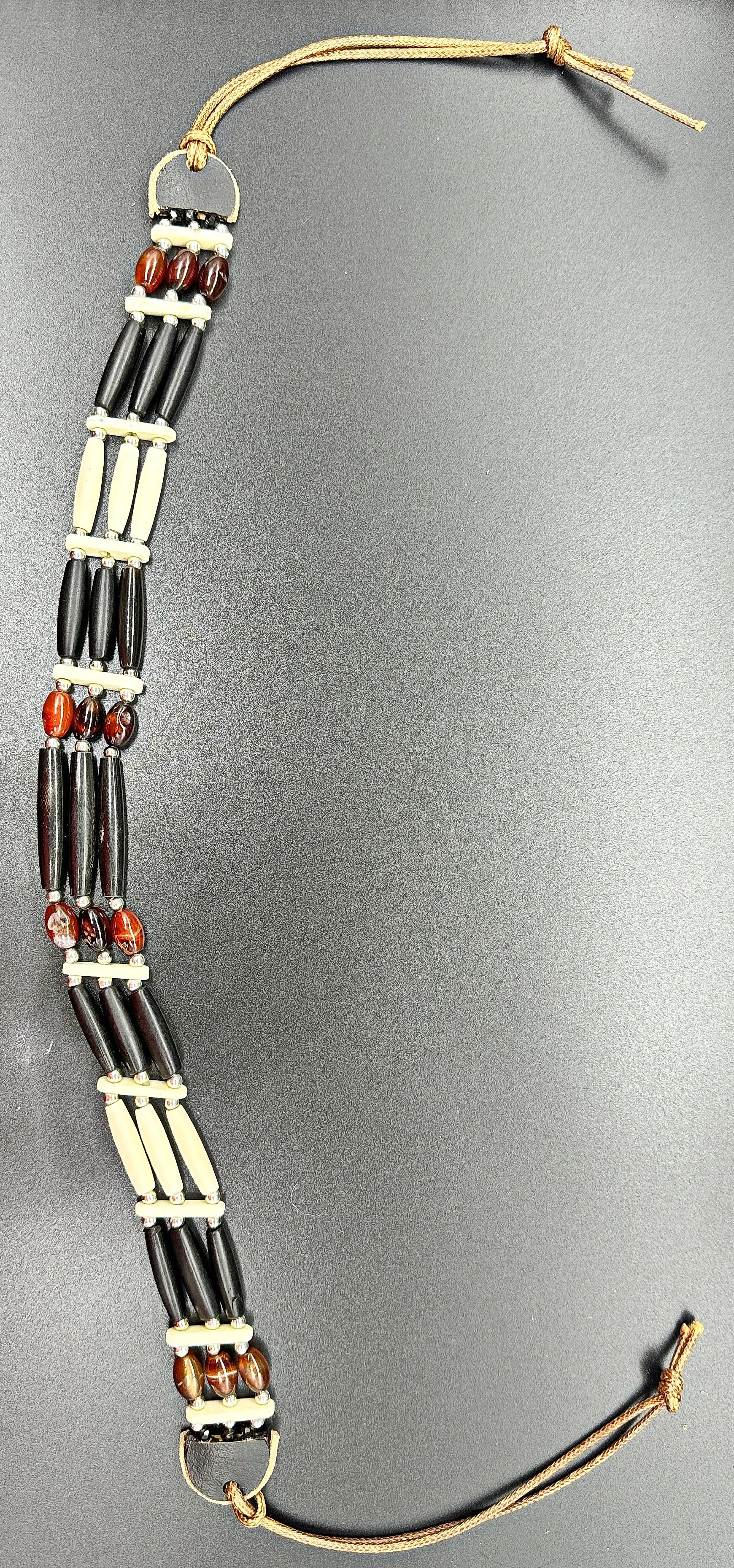 Indigenous Handcrafted Choker - Buffalo Bone Hairpipe & Carnelian