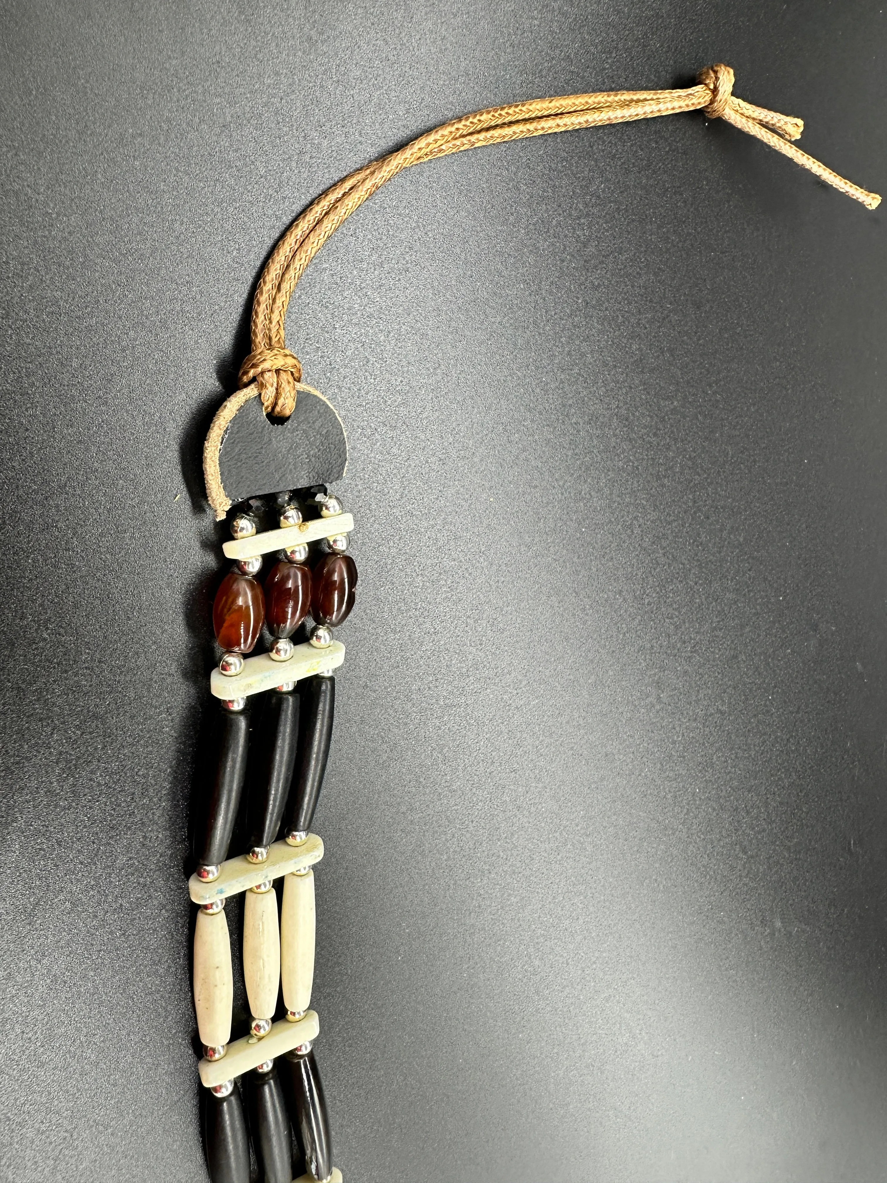 Indigenous Handcrafted Choker - Buffalo Bone Hairpipe & Carnelian