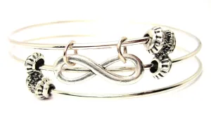 Infinity Symbol Charm Triple Style Expandable Bangle Bracelet