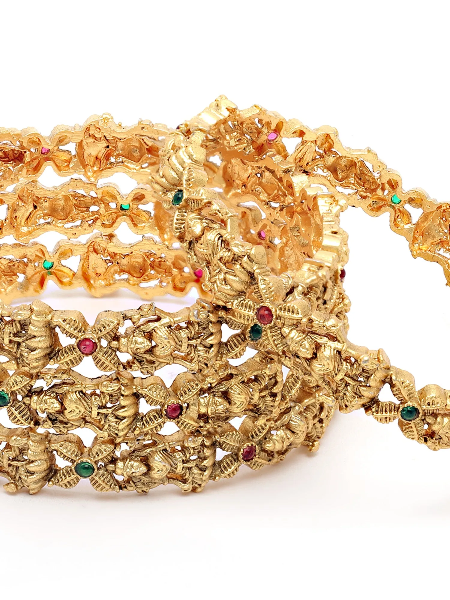 Karatcart Antique Gold Plated Mata Laxmi Rajwadi Temple Bangle Set for Women