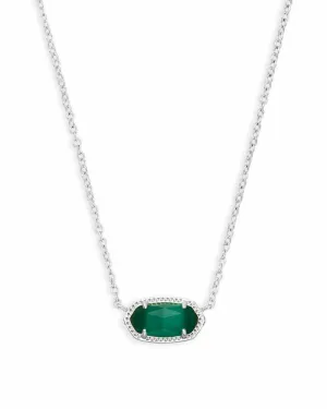 Kendra Scott Elisa Silver Necklace in Emerald Cats Eye