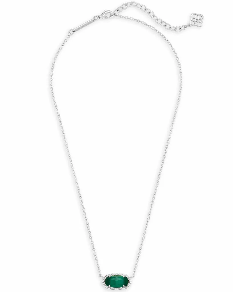 Kendra Scott Elisa Silver Necklace in Emerald Cats Eye