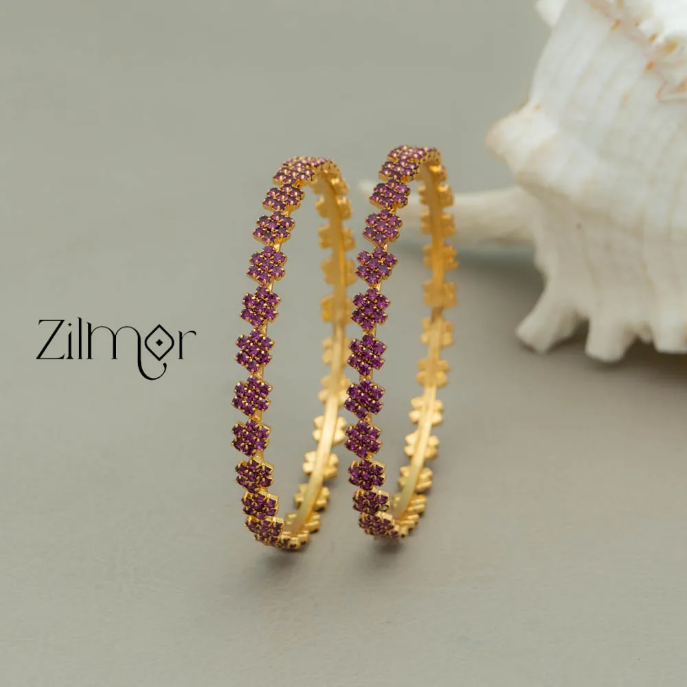 KF101633 - Gold Plated stone bangle (pair)