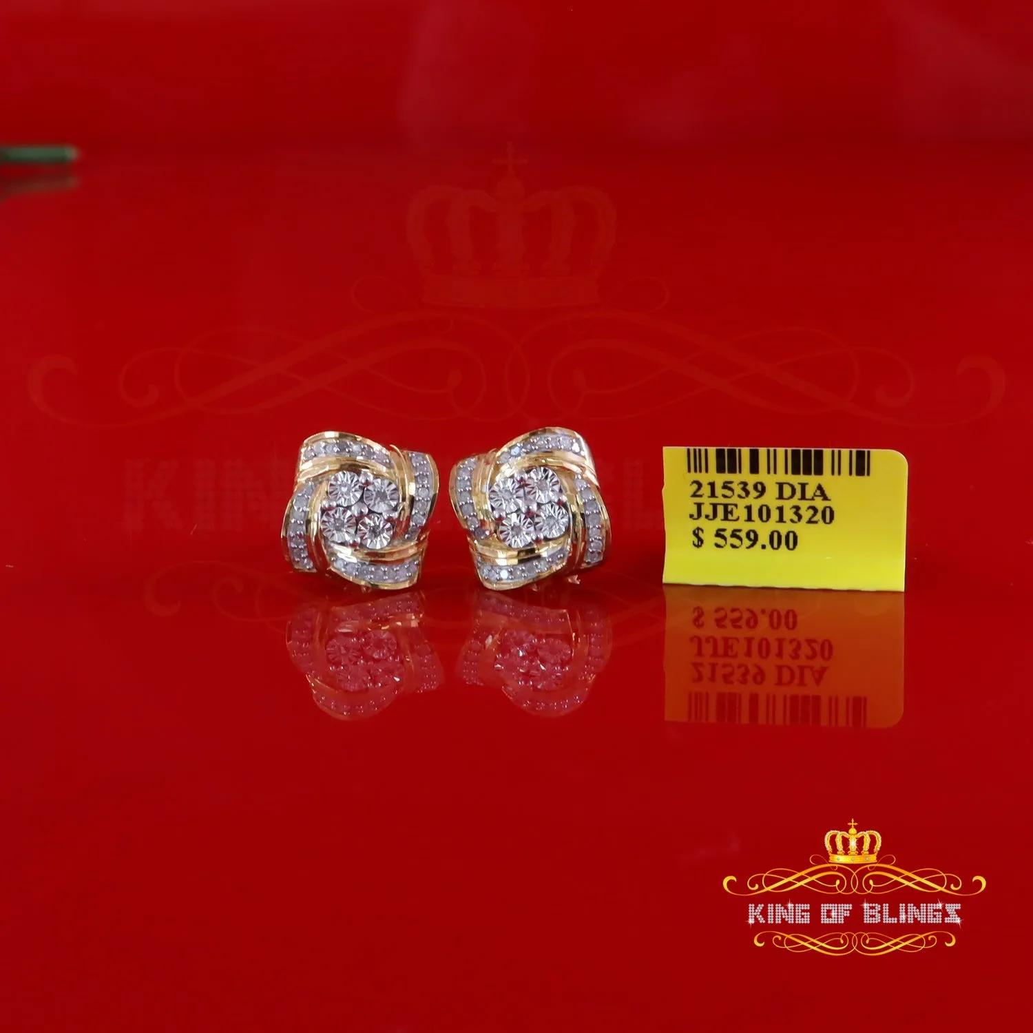 King of Blings-0.33ct Diamond 925 Sterling Silver Yellow for Men's & Women Stud SWRILL Earring