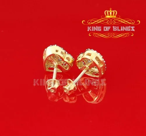 King of Bling's 1.07ct Cubic Zirconia 925 Yellow Silver Women's & Men's Hip Hop Heart Earrings