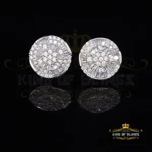 King of Blings 925 White Silver 1.68ct Cubic Zirconia Charm Round Women's Earrings