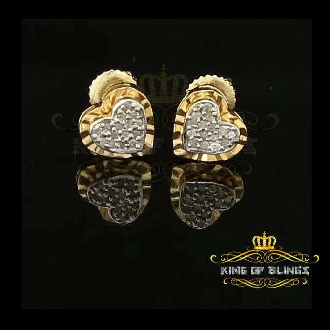 King of Blings-Aretes Para Hombre Heart 925 Yellow Silver 0.10ct Diamond Women & Men Earrings