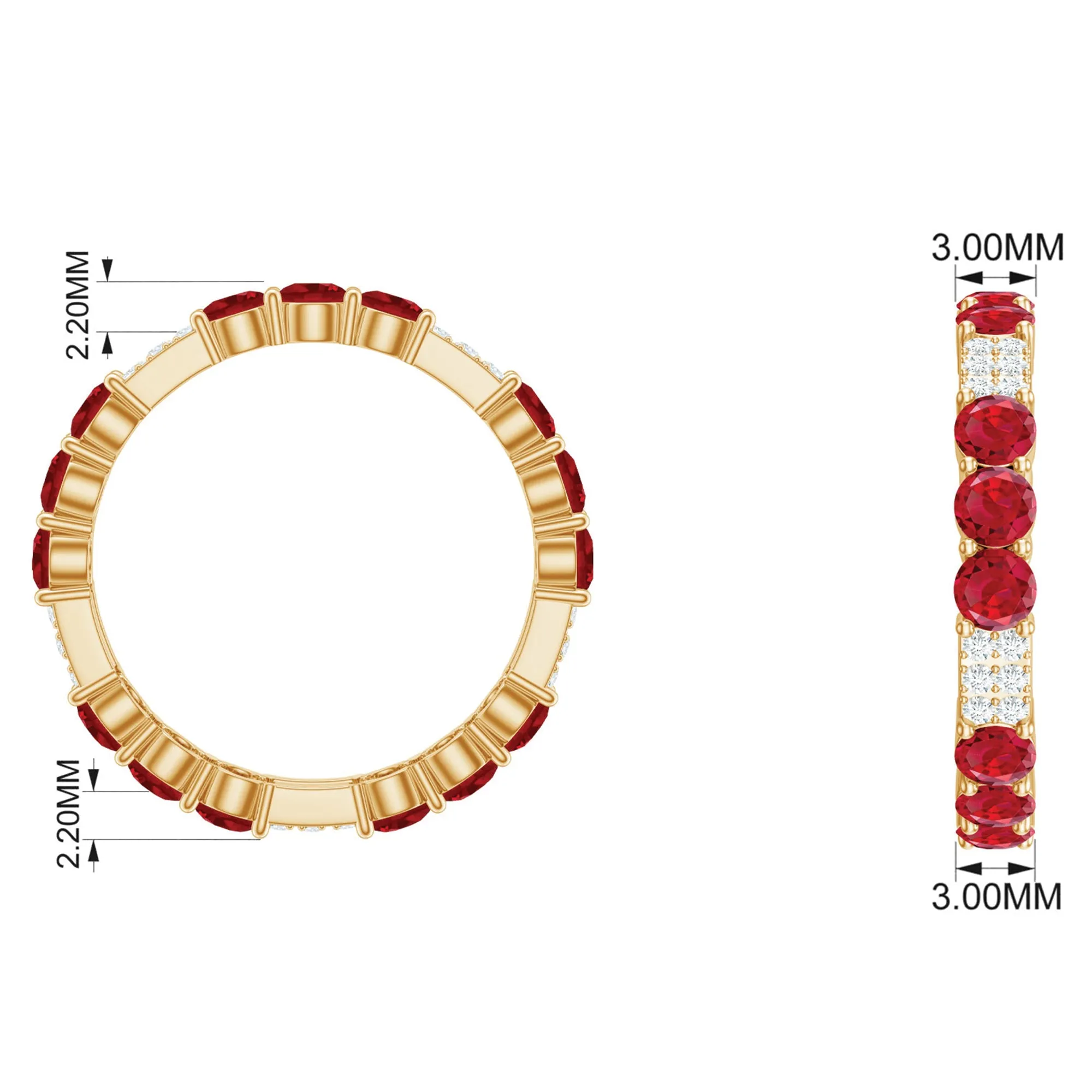 Lab-Created Ruby and Diamond Designer Eternity Band Ring