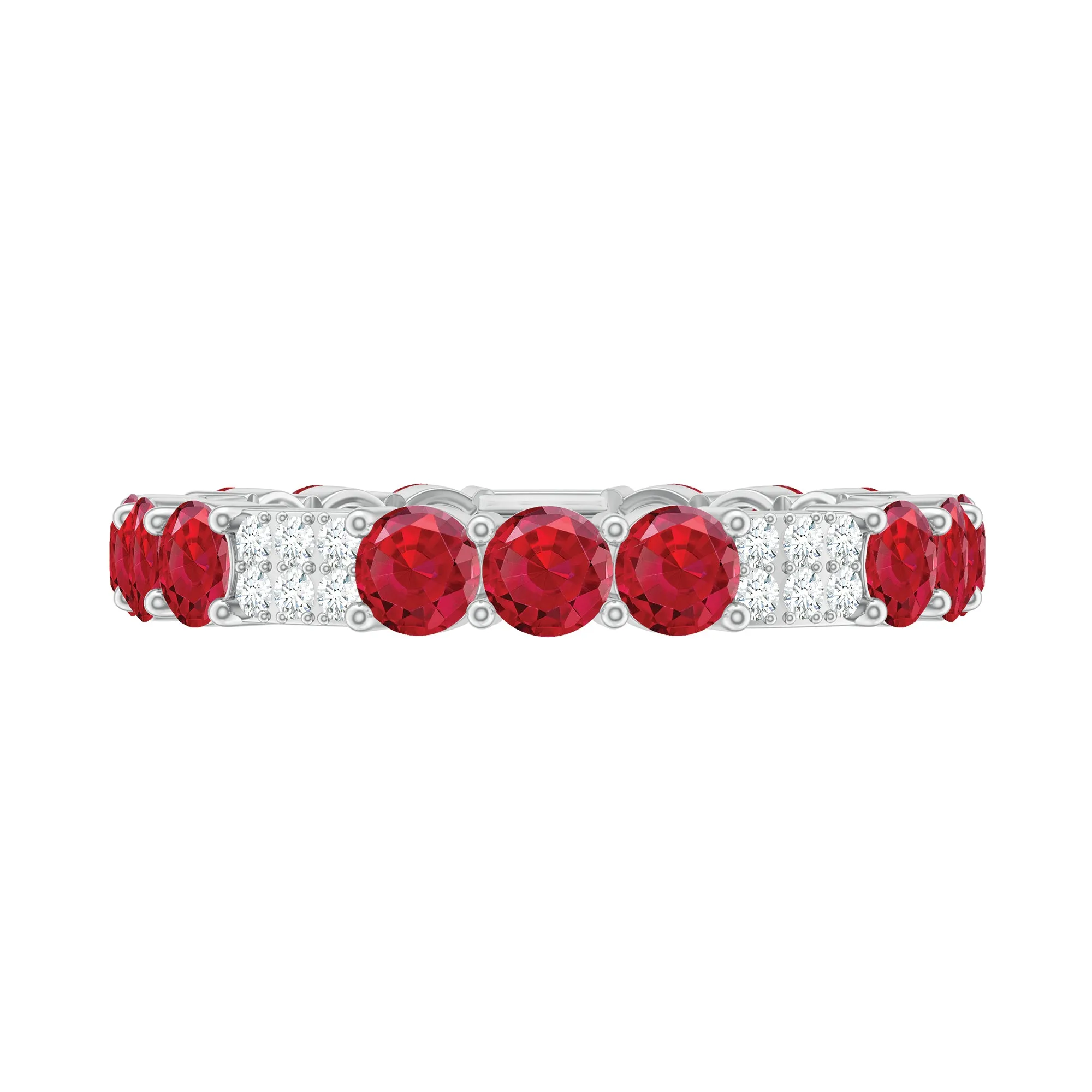 Lab-Created Ruby and Diamond Designer Eternity Band Ring