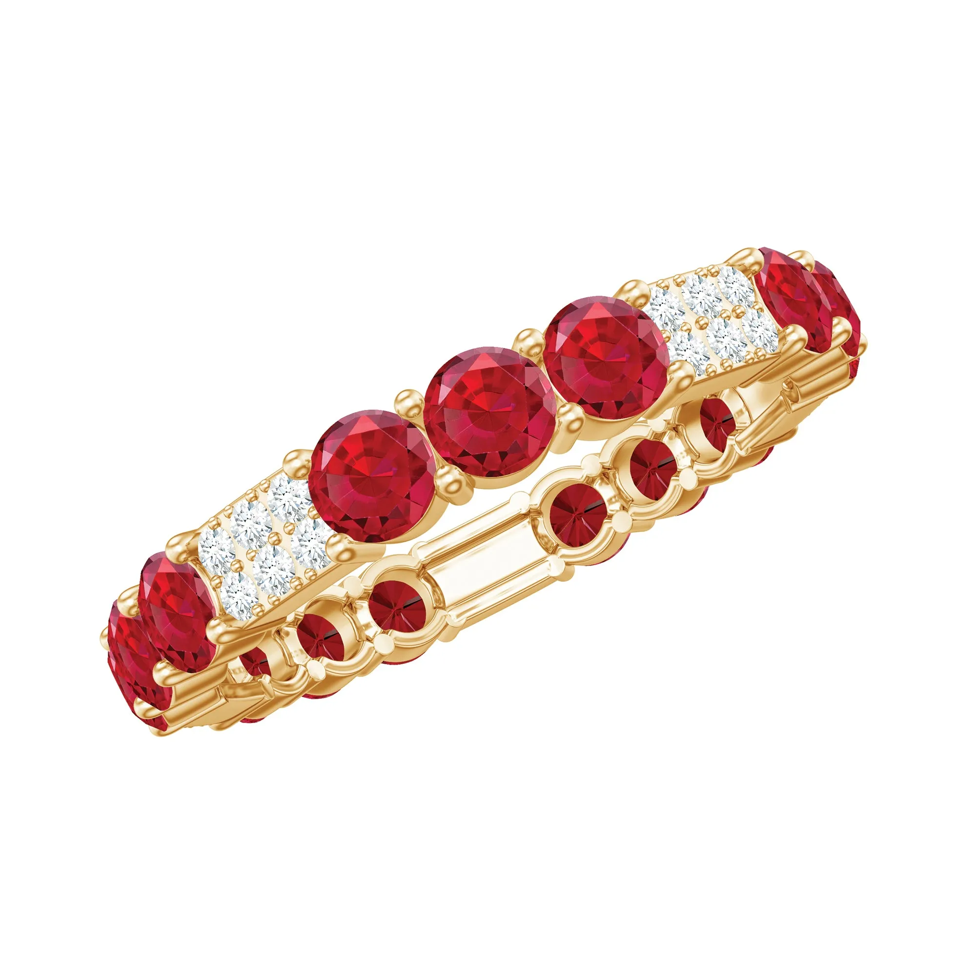 Lab-Created Ruby and Diamond Designer Eternity Band Ring