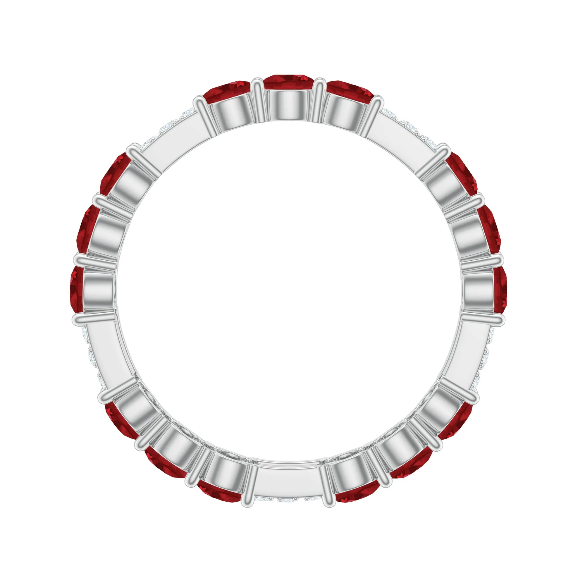 Lab-Created Ruby and Diamond Designer Eternity Band Ring