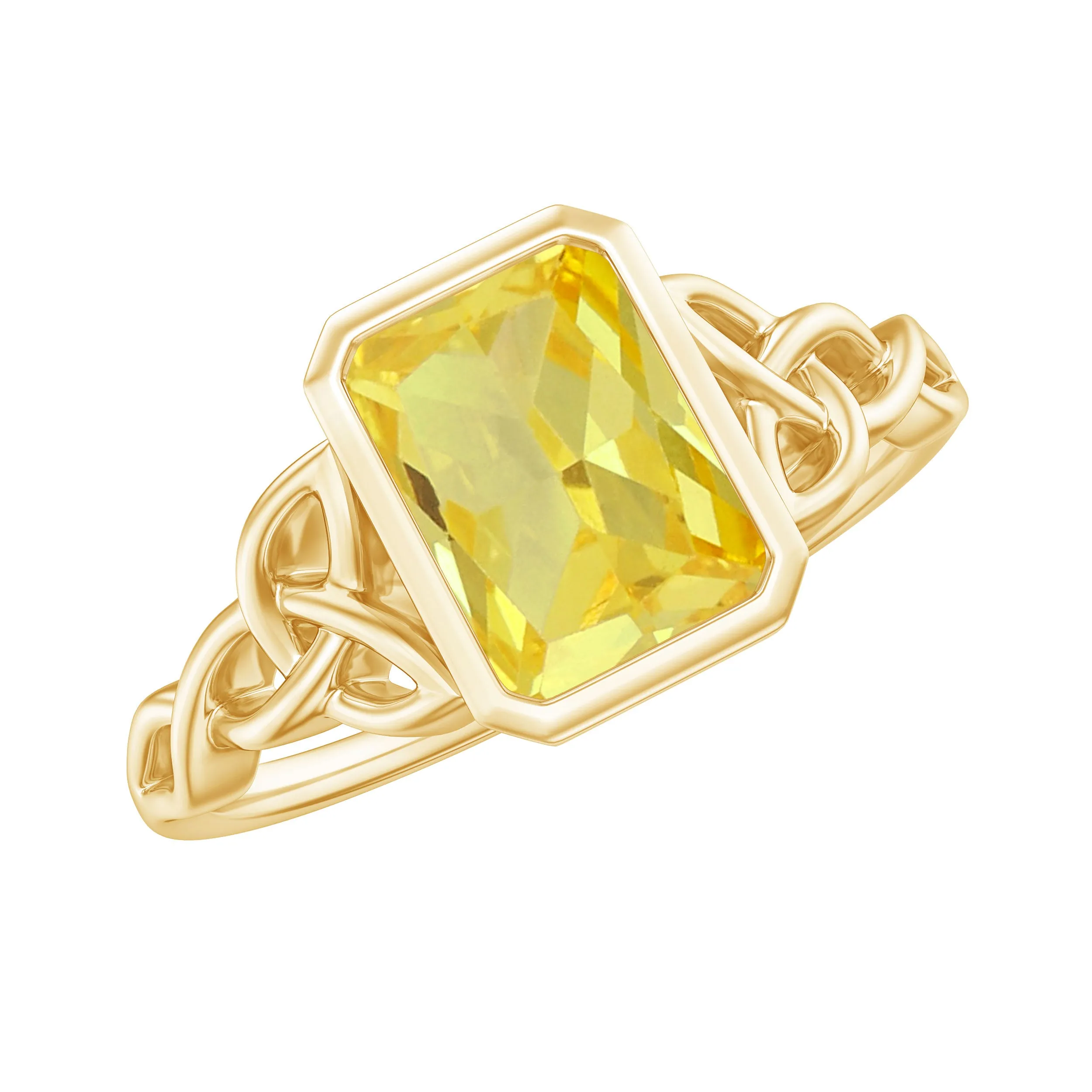 Lab Created Yellow Sapphire Engagement Ring with Diamond