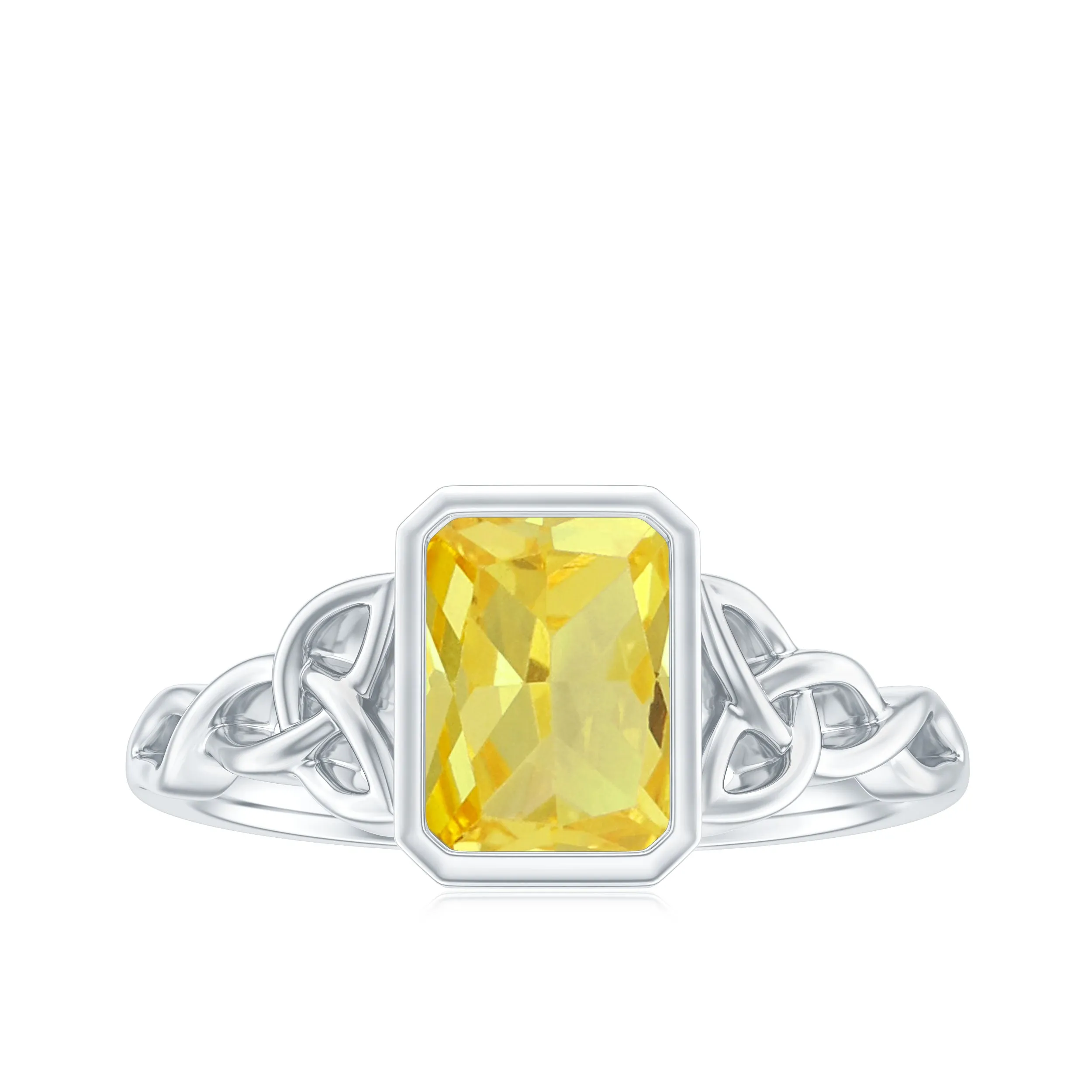 Lab Created Yellow Sapphire Engagement Ring with Diamond