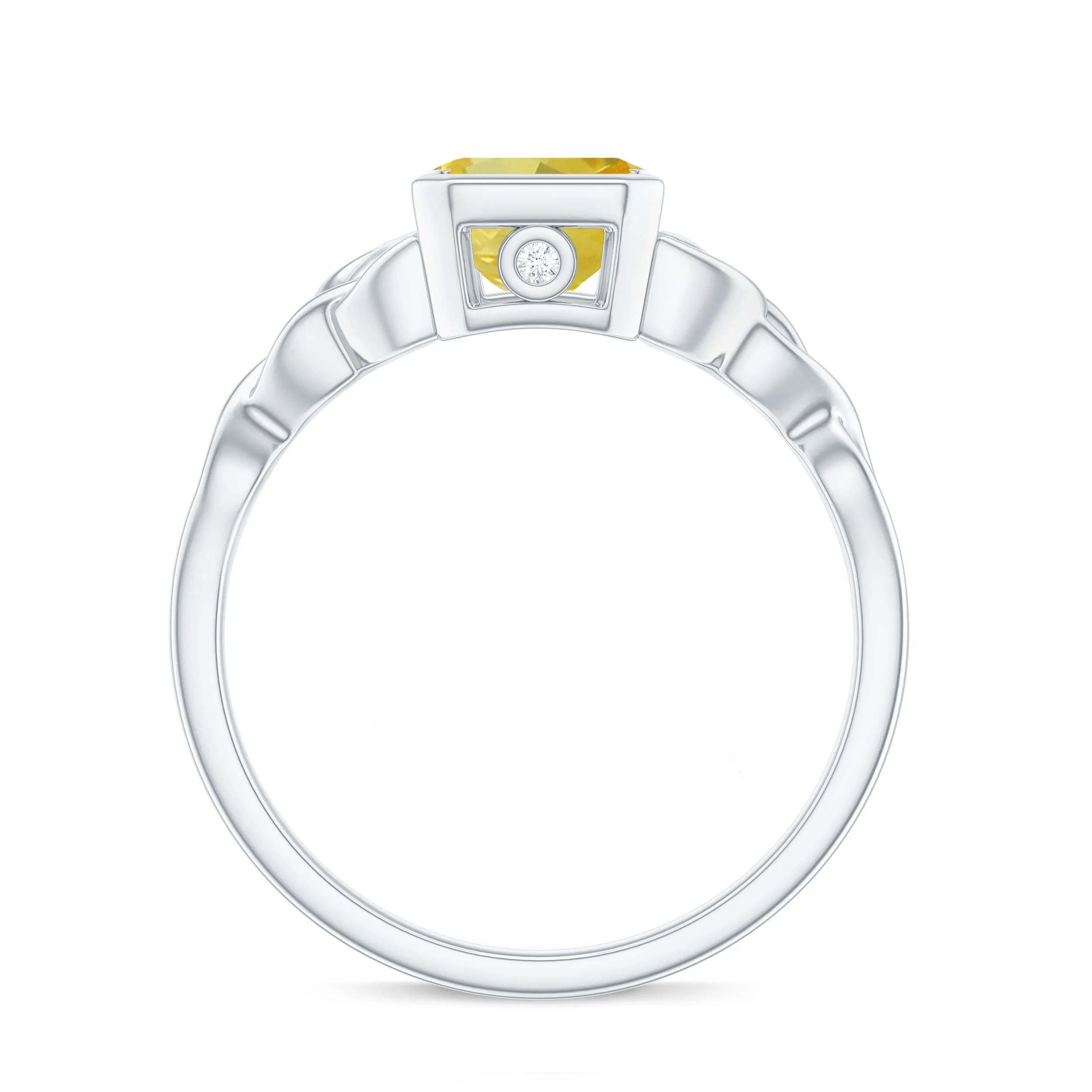 Lab Created Yellow Sapphire Engagement Ring with Diamond