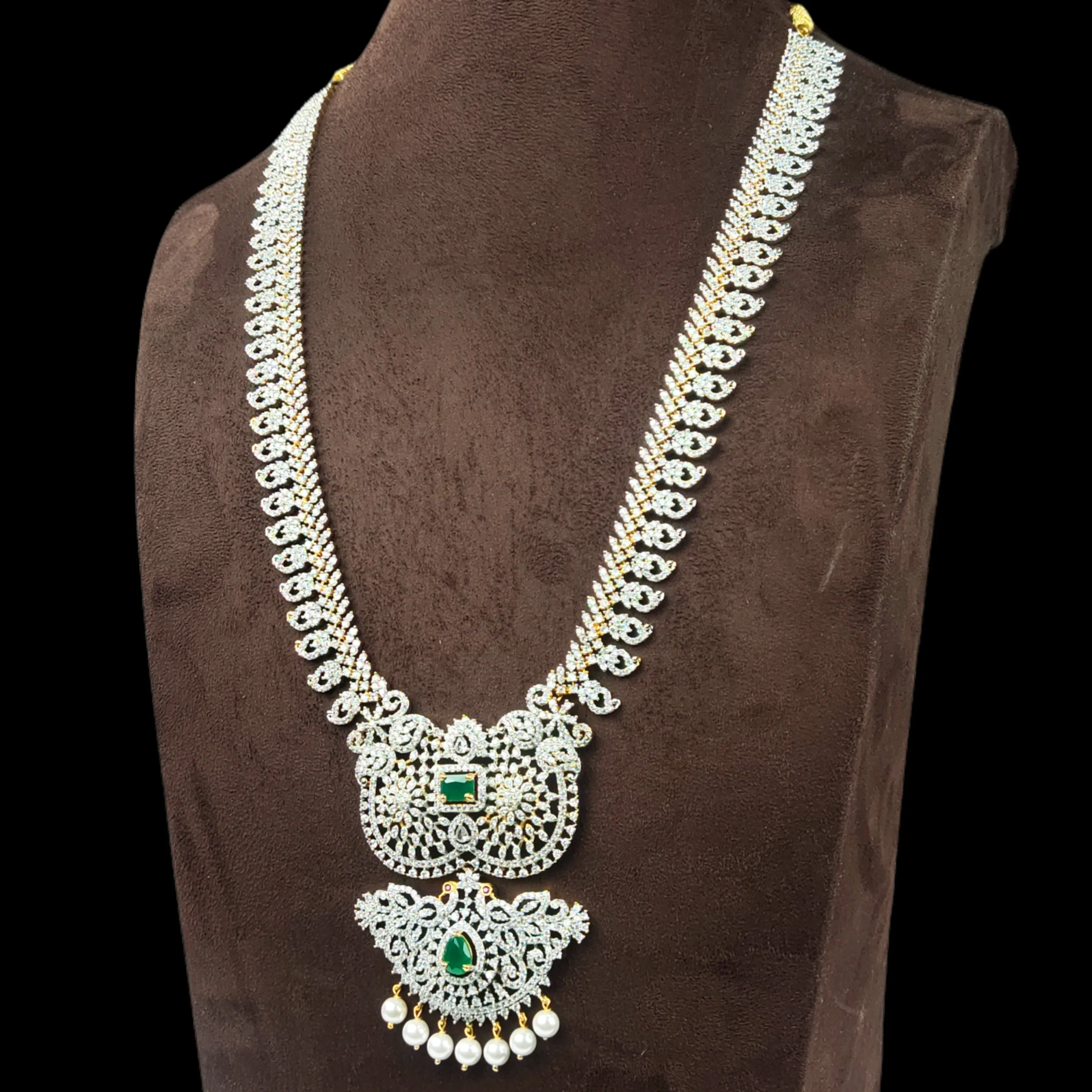 Ladies Long American Diamond Necklace Set By Asp Fashion Jewellery