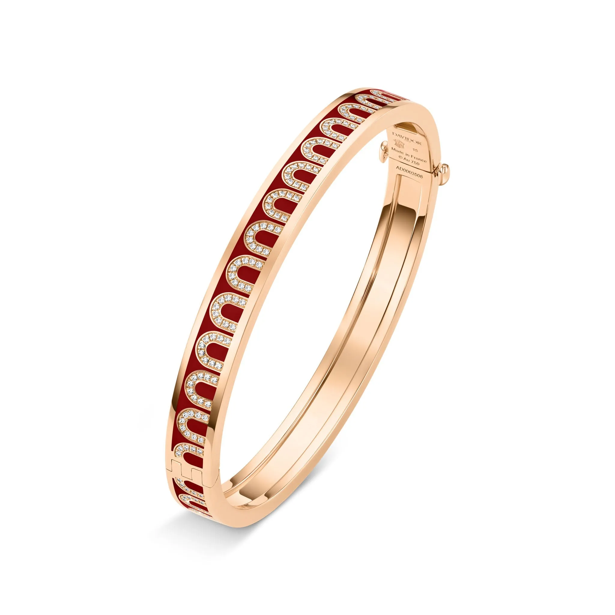 L'Arc de DAVIDOR Bangle PM, 18k Rose Gold with Lacquered Ceramic and Arcade Diamonds