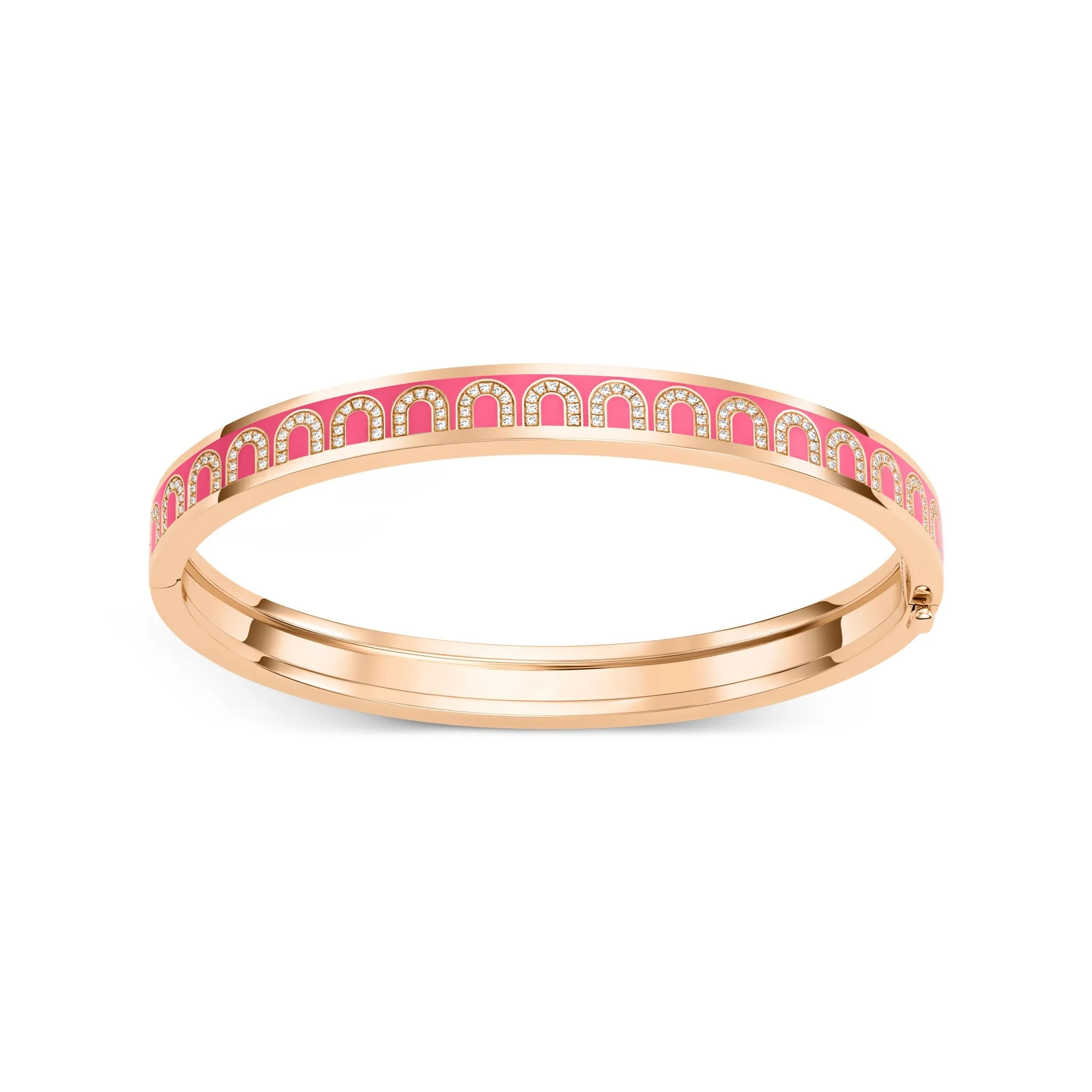 L'Arc de DAVIDOR Bangle PM, 18k Rose Gold with Lacquered Ceramic and Arcade Diamonds