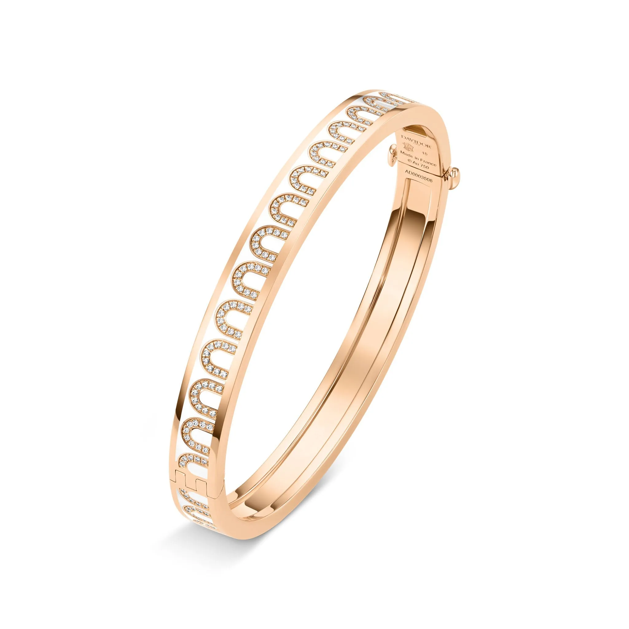 L'Arc de DAVIDOR Bangle PM, 18k Rose Gold with Lacquered Ceramic and Arcade Diamonds