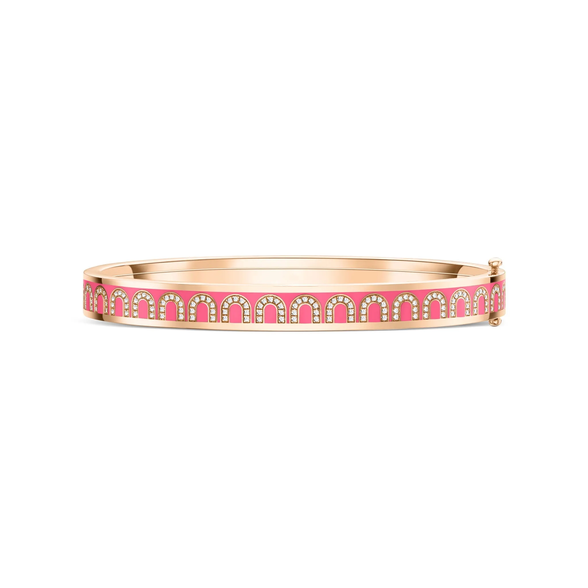 L'Arc de DAVIDOR Bangle PM, 18k Rose Gold with Lacquered Ceramic and Arcade Diamonds