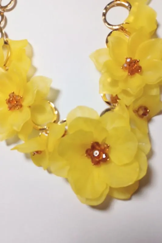 Large Yellow Flower Statement Necklace Set