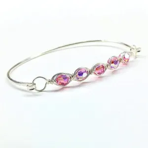 Larger Oval Shaped Swarovski Crystal Bar Bangle Bracelet