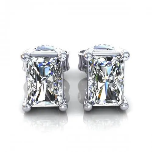 Limited 0.80CT Radiant Cut Diamond Stud Earrings in 14KT White Gold