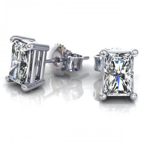 Limited 0.80CT Radiant Cut Diamond Stud Earrings in 14KT White Gold