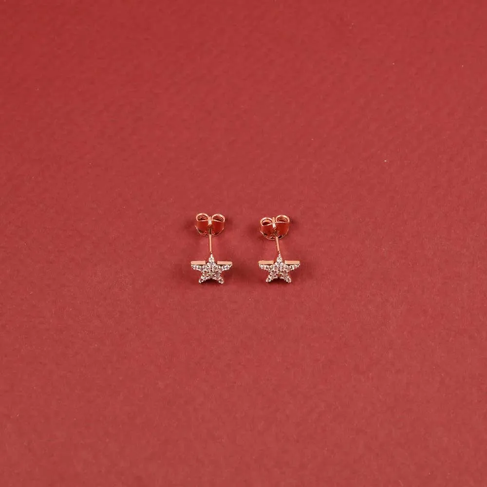 Little Pavé Star Stud Earrings - Rose Gold Vermeil