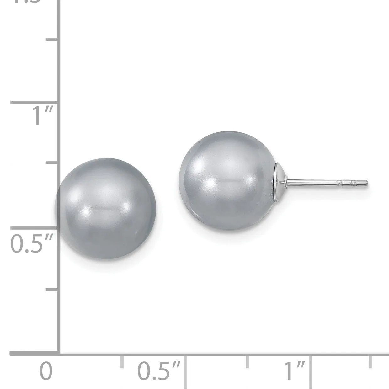 Majestik Round Grey Pearl Stud Earrings