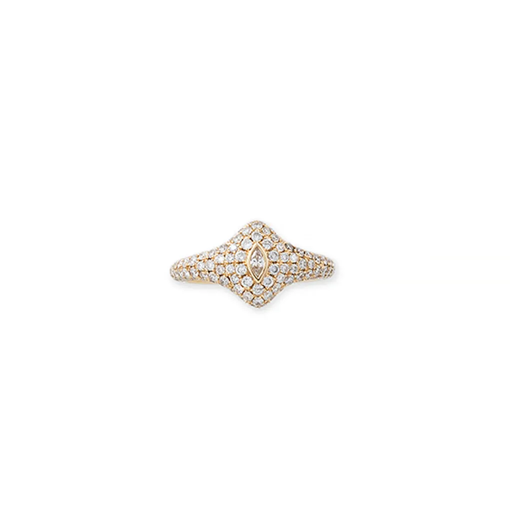 MARQUISE DIAMOND PAVE SIGNET RING