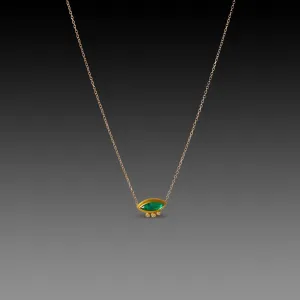 Marquise Emerald Necklace with Three Diamonds