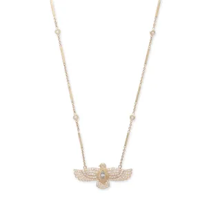 MEDIUM PAVE THUNDERBIRD DIAMOND SMOOTH BAR NECKLACE