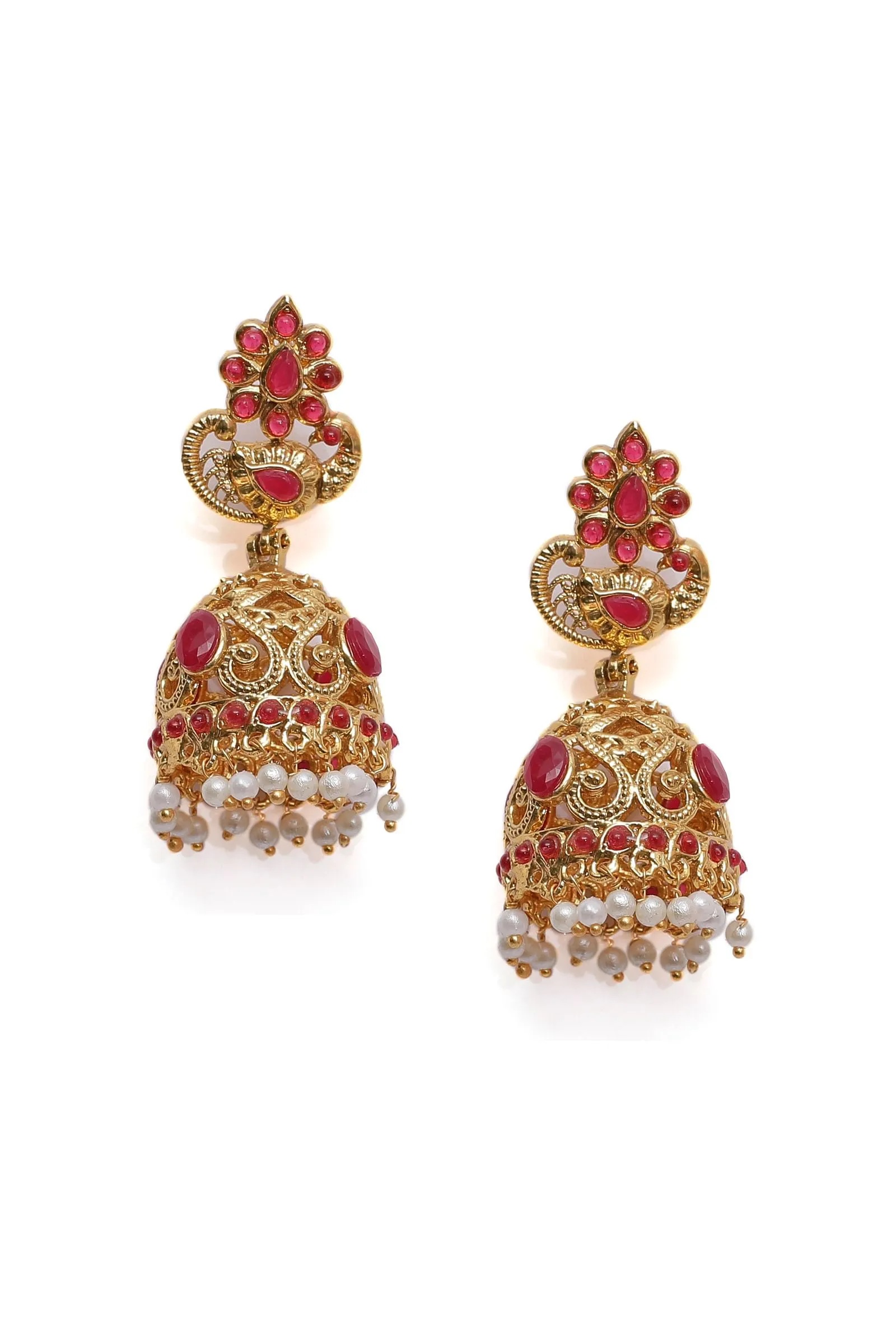 Meena Red Kundan Earrings