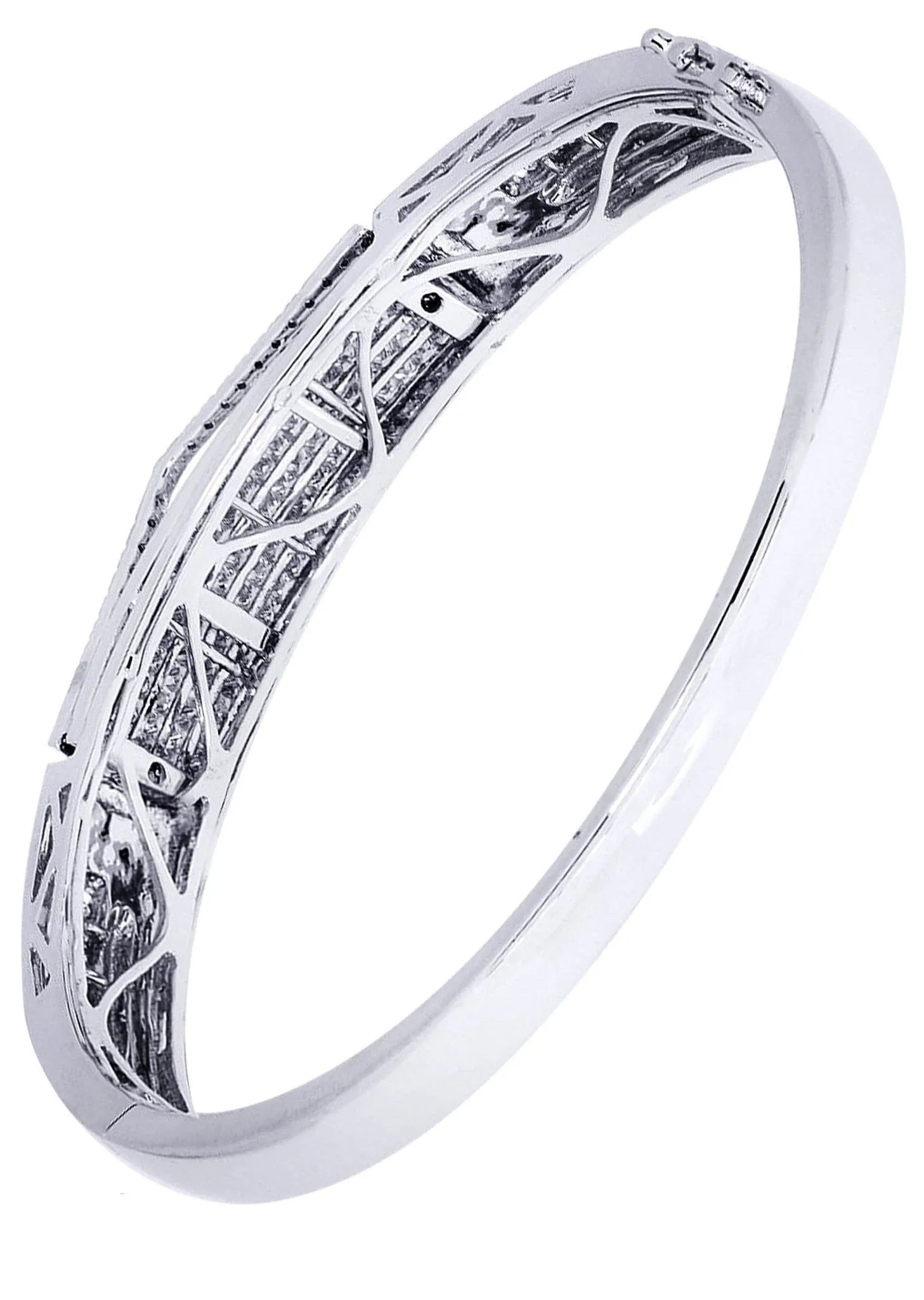 Mens Diamond Bangle White Gold| 3.68 Carats| 34.76 Grams